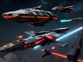 AI generated star war style spaceships from a futuristic world