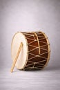 Traditional Large Drum Isolated In Studio Representing Folk Rhythm And Cultural Sound Royalty Free Stock Photo