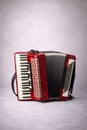 Classic Red Accordion Isolated On Neutral Background For Traditional Music Concepts Royalty Free Stock Photo