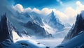 Snowy Peaks Above the Clouds: A Majestic Mountain Range Made with Generative AI