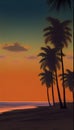 Palm Trees at Sunset, Made with Generative AI