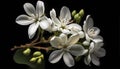 White Jasmine Blooming Flowers, Made with Generative AI