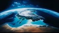 Blue Earth\'s Majestic View from Space, Made with Generative AI