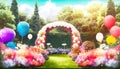 Dreamy Garden Balloon Arch, Made with Generative AI