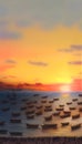 Sunset Ocean Scene, Made with Generative AI