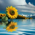 Sunflowers on the sea