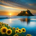 Sunflowers on sea