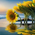 Sunflowers on sea