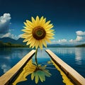 Sunflower on water