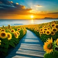 Ai generated sunflowers image photo