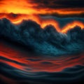 AI generated sunset with ocean waves