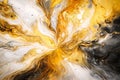 AI generated swirling gold white black liquid flow with metallic texture dynamic movement elegant modern abstract background Royalty Free Stock Photo