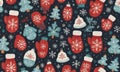 seamless christmas pattern with hand drawn snowfloor Royalty Free Stock Photo