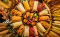 AI-generated, Tamales Mexican food with Mexican style background