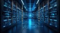 Blue Digital Background With Data Visualization And Server Rack Illustrating Big Data Network Security Royalty Free Stock Photo