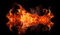 Ai generated texture of fire on a black background, fire flame, burning fire on a dark area, fire background, fire frame, fire fla Royalty Free Stock Photo