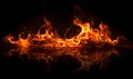 Ai generated texture of fire on a black background, fire flame, burning fire on a dark area, fire background, fire frame, fire fla Royalty Free Stock Photo
