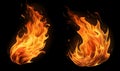 Ai generated texture of fire on a black background, fire flame, burning fire on a dark area, fire background, fire frame, fire fla Royalty Free Stock Photo