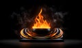 Ai generated texture of fire on a black background, fire flame, burning fire on a dark area, fire background, fire frame, fire fla Royalty Free Stock Photo