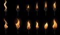 Ai generated texture of fire on a black background, fire flame, burning fire on a dark area, fire background, fire frame, fire fla Royalty Free Stock Photo
