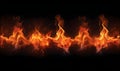 Ai generated texture of fire on a black background, fire flame, burning fire on a dark area, fire background, fire frame, fire fla Royalty Free Stock Photo
