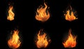 Ai generated texture of fire on a black background, fire flame, burning fire on a dark area, fire background, fire frame, fire fla