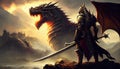 Epic Dragon vs. Knight Battle, Made with Generative AI