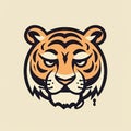 AI generated tiger face with on beige background