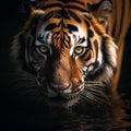 AI generated  tiger gazing intently into the camera Royalty Free Stock Photo