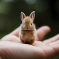 AI-Generated Tiny Rabbit on Human Palm