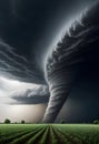 a tornado is seen in the sky over a field Royalty Free Stock Photo