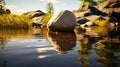 AI Generated Tranquil Reflections Capturing Peaceful Water Surfaces