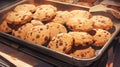 tray of freshly baked chocolate chip cookies manga cartoon style by AI generated Royalty Free Stock Photo