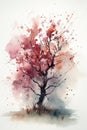 AI generated tree with lush pink flowers