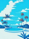 Ai generated a tropical poolside oasis with lush palm trees Royalty Free Stock Photo