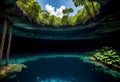 the underwater cave in the jungle in mexico