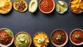 various types of mexican food in bowls