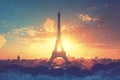 Golden Hour Eiffel Tower Vector Scene AI Generated Royalty Free Stock Photo