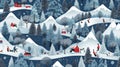 Ai generated. Vector illustration. Seamless pattern for Christmas vacations in the Mountains Royalty Free Stock Photo