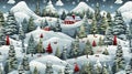 Ai generated. Vector illustration. Seamless pattern for Christmas vacations in the Mountains. Royalty Free Stock Photo