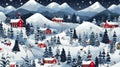 Ai generated. Vector illustration. Seamless pattern for Christmas vacations in the Mountains. Royalty Free Stock Photo