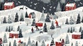Ai generated. Vector illustration. Seamless pattern for Christmas vacations in the Mountains. Royalty Free Stock Photo