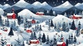 AI generated, Vector illustration. Seamless pattern for Christmas vacations in the Mountains Royalty Free Stock Photo