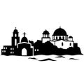 Santorini Skyline Silhouette Vector Illustration for Design Projects and Decor Royalty Free Stock Photo
