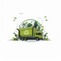 AI generated, vector illustration, Waste management company logo. Green truck for collecting waste. Royalty Free Stock Photo