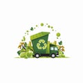 AI generated, vector illustration, Waste management company logo. Green truck for collecting waste. Recycling theme Royalty Free Stock Photo