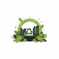 AI generated, vector illustration, Waste management company logo. Recycling theme. Protecting planet earth by recycling. Royalty Free Stock Photo