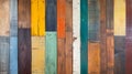Vertical wooden planks in varying widths display a wide array of vibrant colors