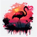 Vibrant Flamingo Silhouette, Made with Generative AI