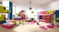 Ai generated vibrant and colorful child\'s bedroom